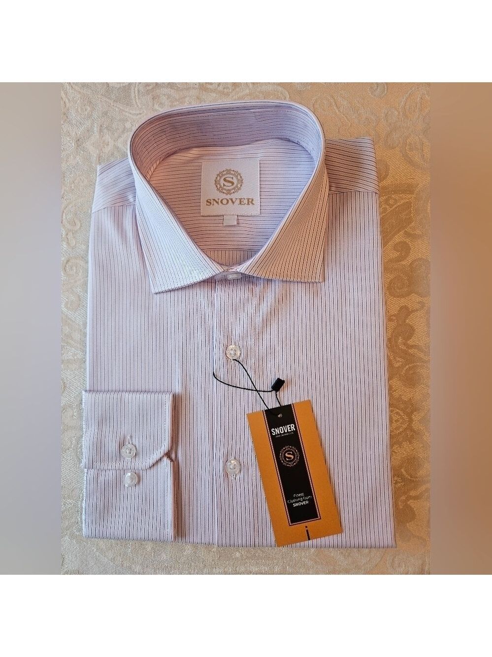 Cotton Button Down Formal Pink & Blue Striped Dress Shirt, Snover, 39, 15.5", M
